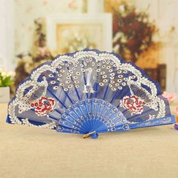 Chinese Style Products PVC Folding Fan Chinese Fan Folding Hand Fan Decorative Handheld Fan Peacock Fan Handheld Fan Craft Fan Decorative Fan Dance Fan