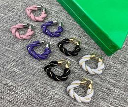 Brand Fashion Party Jewelry Women Gold Color Big Hoop Leather Earrings Pink Blue Black White Round Trendy Design Earrings9858517