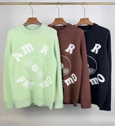 Amirriis Men's Sweaters Designer Sweaters Retro Classic Luxury AM Sweatshirt Men Letter Embroidery O-Neck Comfortable High-quality Jumper Fashion Knitwear for Men