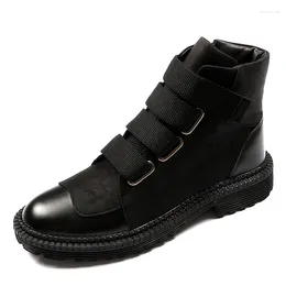 Fitness Shoes Fashion Casual Ankle Boots Spring Autumn Side Zipper Thick Bottom High Top Sneakers Male Luxury Designer Round Toe Rubber