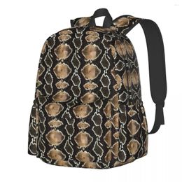 Backpack Brown Black Snakeskin Unisex Animal Print Backpacks Polyester Kawaii High School Bags Hiking Colourful Rucksack
