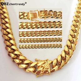 Chains News Arrival 8/10/12/14mm Stainless Steel Miami Curb Cuban Link Chain Necklaces Casting Dragon Clasp Men Hip Hop Jewellery d240509