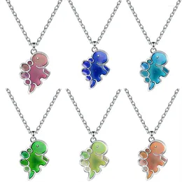 Pendant Necklaces Fashionable And Cute Cartoon Dinosaur Stainless Steel Temperature Sensitive Colour Changing Necklace