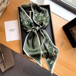 Scarves Luxury Long Silk Scarf Female Animal Horse Print Thin Narrow Bag Hair Band Ribbon Scarfs Women Neckerchief