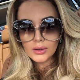 Sunglasses Exaggeration Oversize Round Women Brand Designer Vintage Sun Glasses Ladies Korean Style Shades Eyewear