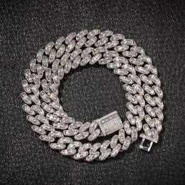 Uwin 13mm Baguetter Cuban Chain Round Cubic Zirco Miami Link Bling Full Iced Out Charm Link Jewelry Women Accessories