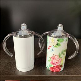 12oz mugs Blank Sublimation Sippy Cup Stainless Steel Baby Water Bottle With Handle Double Wall Vacuum Insulated Kids Drinking Tum3537584