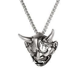 Men039s Gothic Punk Style Jewellery Stainless Steel Silver Black Devil Horn Skull Pendant Necklace AmuletProtectionDecoration6857210