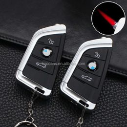 JX Creative Car Windproof Lighter Metal Direct Impact Single Flame Red Flame Lighter Iatable Cigarette Set Whole