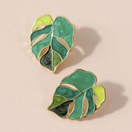 Dangle Earrings Lost Lady Plant Green Leaf Enamel Drop For Women Spring Fashion Statement Wholesale Jewellery Paty Gifts Bijoux