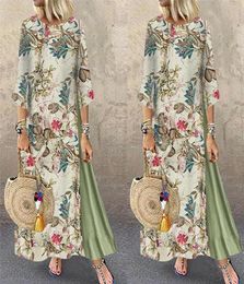 Casual Dresses Womens Maxi Beach Dress 2021 Summer Half Sleeve Boho Kaftan Tunic Gypsy Ethnic Style Floral Print Plus Size S5XL6654131