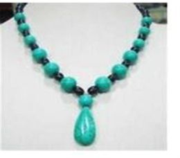 New 78mm Black Tahitian Pearl Turquoise Necklace 18 203u011614966