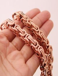 458mm Fashion Jewellery Rose Gold 316L Stainless Steel Byzantine Box Chain Men Women Necklace Or Bracelet Bangle 740quot Gift C7332031