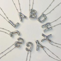 Pendant Necklaces 2024 Simple Versatile Silver Colour 26 English Letter A-Z O-Chain Necklace Men Women Couples Fashion Charm Jewellery