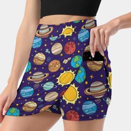 Skirts Solar System Women's Skirt Mini A Line With Hide Pocket Vector Planet Planets Science Astronomy