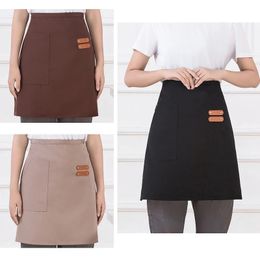 Summer Apron Canvas Waterproof Half Waiter Uniform with Pocket for Waitress or Baking Mats 8 Colors Size 5365cm 240508