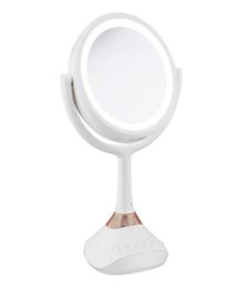 Portable Bluetooth Music Player LED Dual Sided 360 Vanity Makeup Mirror Bedroom Shaving Mirror 5x Magnifying8328452