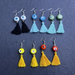 Dangle Earrings Fashion Foreign Trade Supply Simple National Characteristics Blue Eyes Acrylic Beads Tassel Factory Outlet