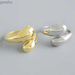 Couple Rings Stainless steel smooth double bead ring for womens open gold geometric wedding WX63241