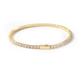 Iced Out Gold Chain Bracelet For Mens Hip Hop Damond Tennis Jewellery Single Row Rhinestone Bracelets 4mm4219219