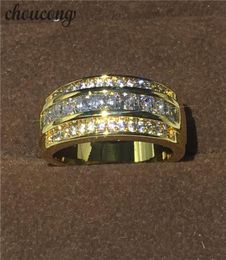 New Arrive Jewellery Male ring Diamond Yellow gold filled Party Wedding Band Ring for Men Women Size 7123243104