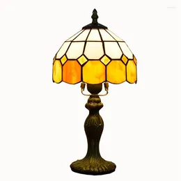 Table Lamps Retro Yellow Mediterranean Decorative Lamp Tiffany Stained Glass Bar Restaurant Bedroom Bedside Trumpet