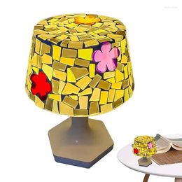 Table Lamps Mushroom Desk Lamp Stained Glass Puzzle Decorative USB Rechargeable Night Light Multi Color DIY Bedside