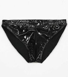 Men PVC Faux Leather LowWaisted Shiny Brief Colloid Imitation Latex Glossy U Convex Pouch Erotic Latex Tight Underwear Panties X01136046