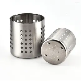 Kitchen Storage Stainless Steel Cooking Utensil Holder Flatware Caddy With Drain Holes For Bar Milk Tea Shop All Kitchens