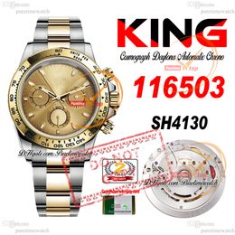 116503 SA4130 Automatic Chronograph Mens Watch KING Two Tone Yellow Gold Champagne Stick Dial 904L Oystesteel Bracelet 72H Power Reserv Super Edition Puretime PTRX
