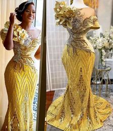 2023 plus size arabic aso ebi ouro luxuoso vestidos de baile brilhantes cristais de miçangas noturno elegante festa formal de segunda recepção vestido de recepção 0509