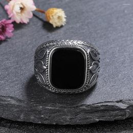 Cluster Rings 925 Sterling Silver Jewellery Ring Natural 11 13mm Big Black Agate Stone Vintage For Women Party Gifts