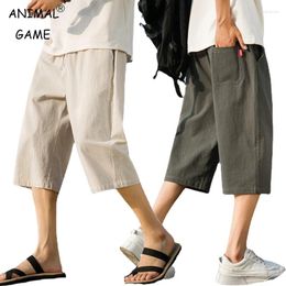 Men's Shorts Summer Cotton Linen Short Pants Solid Color Lightweight Large Jogging Beach For Men Loose Sweatpants