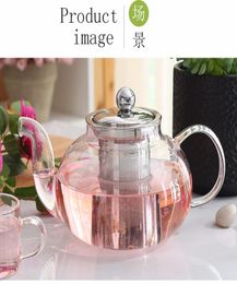 600ML 800ML 1L 15L Borosilicate glass Teapot Tea Stainless Steel Filte Infuser Lid Modern Tea Pot Tool Kettle Terbal Teaware4469239