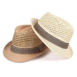 Caps Hats Baby Straw Hat Summer Elegant Jazz Hat Sunvisor Beach Hat Childrens Outdoor Hat Boys and Girls 1-3 Years Old d240509