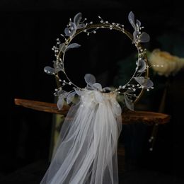 Bridal Veils Women Wedding Communion Headpiece With Veil Bride Headdress Headbands For Girls Flowers Garland 211G