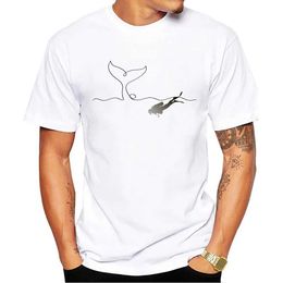 Men's T-Shirts THUB Simple Line Tops Diver Print Mens T-Shirt O-Neck Men Clothing Short Slve Male Casual Strtwear Y240509