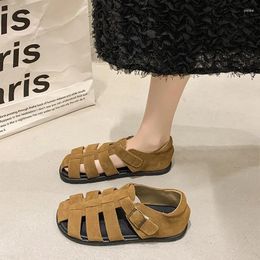 Casual Shoes 2024 For Women Buckle Strap Women's Sandals Fashion Closed Toe Round Flat