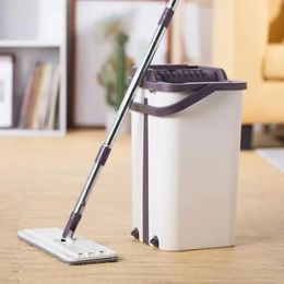UZZDSS Mop Kit With Wringer Bucket Squeeze Mop and Bucket Hand-Free Wringing Floor Cleaning Mop 240508