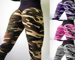 Women Camouflage Fitness Yoga Pants High Waist Scrunch Butt Tights Leggings Tummy Control Butt Lift Camouflage Purple Army Green G7228834