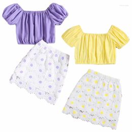 Clothing Sets Summer Baby Girl Clothes Set Suits Crop Top T Shirt And Skirt Lace Fashion Kids Outfits Toddler Children