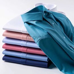 Men's Dress Shirts 2023 New High Quality Formal White Shirt Non Iron Bamboo Fiber Business Casual Clothing Slim Fit Long Sleeve Social Mens Shirts d240427