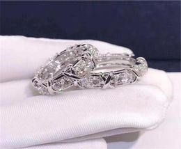 Choucong Ins Top Sell Wedding Rings Sparkling Luxury Jewelry 10KT White Gold Fill Round Cut Topaz CZ Diamond Gemstones Eternity Women Band Ring For Lover Gift4436295