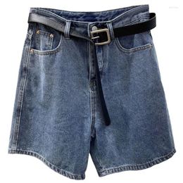 Women's Jeans Summer Korean Fashion Casual Washed Denim Shorts For Women High Waisted Slim A-line Wide Leg Short