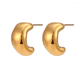 Stud Earrings 18K Gold Plated Minimalist Design Hollow Geometric Waterproof Hypoallergenic Stainless Steel For Women