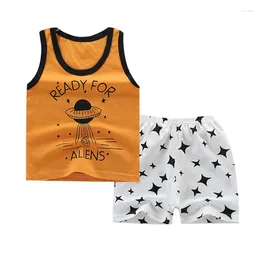 Clothing Sets Summer Cute Cartoon 2PCS Kids Baby Boys Girls Vest Top Shorts Pants Set Clothes Children Pyjamas