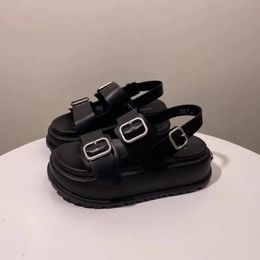 Buckle Beach Sandal Woman Luxury Clogs With Heel Med Female Shoe Muffins shoe 2024 Summer Espadrilles Platform Comfort Thick 240426