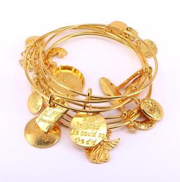 Bangle 5pcs Gold Color Bracelet Set Adjustable Wire Cuff Bracelets For Women Fashion Jewelry Charm Bangles Gift C0429957948