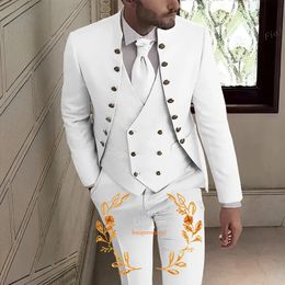 Mens Suit 3piece Luxury Blazer Pants Vest Wedding Groom Tuxedo Customised Elegant 240507