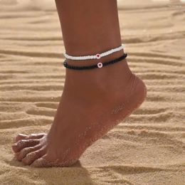 Anklets 2-piece Set Of Minimalist Style Love Rice Bead Women's Beach Ankles